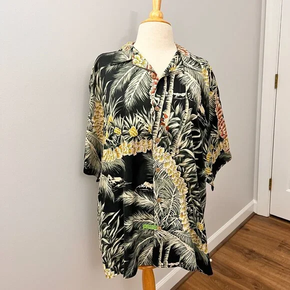 Tommy Bahama 100% Silk Hawaiian Tropic Palm Tree Tropical Camp Shirt Sz L - Picture 10 of 10